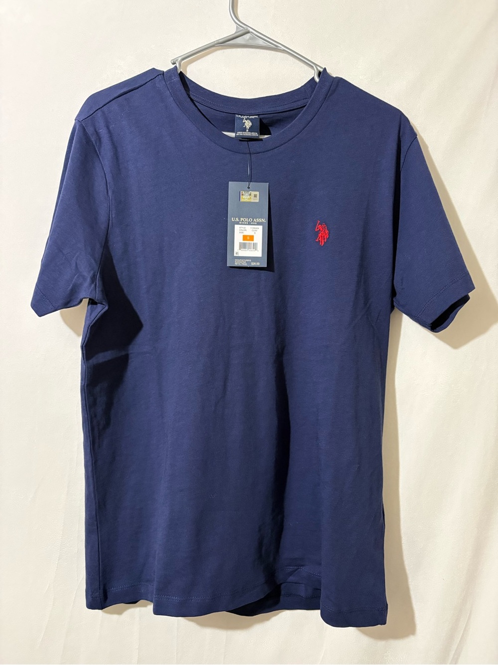 U.S. Polo Assn. Navy Short-Sleeve Crew Tee with Red Logo small men’s NWT